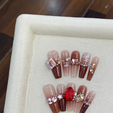 Load image into Gallery viewer, Handmade custom nail art wears nail flashes and high-quality fake nails(29389)