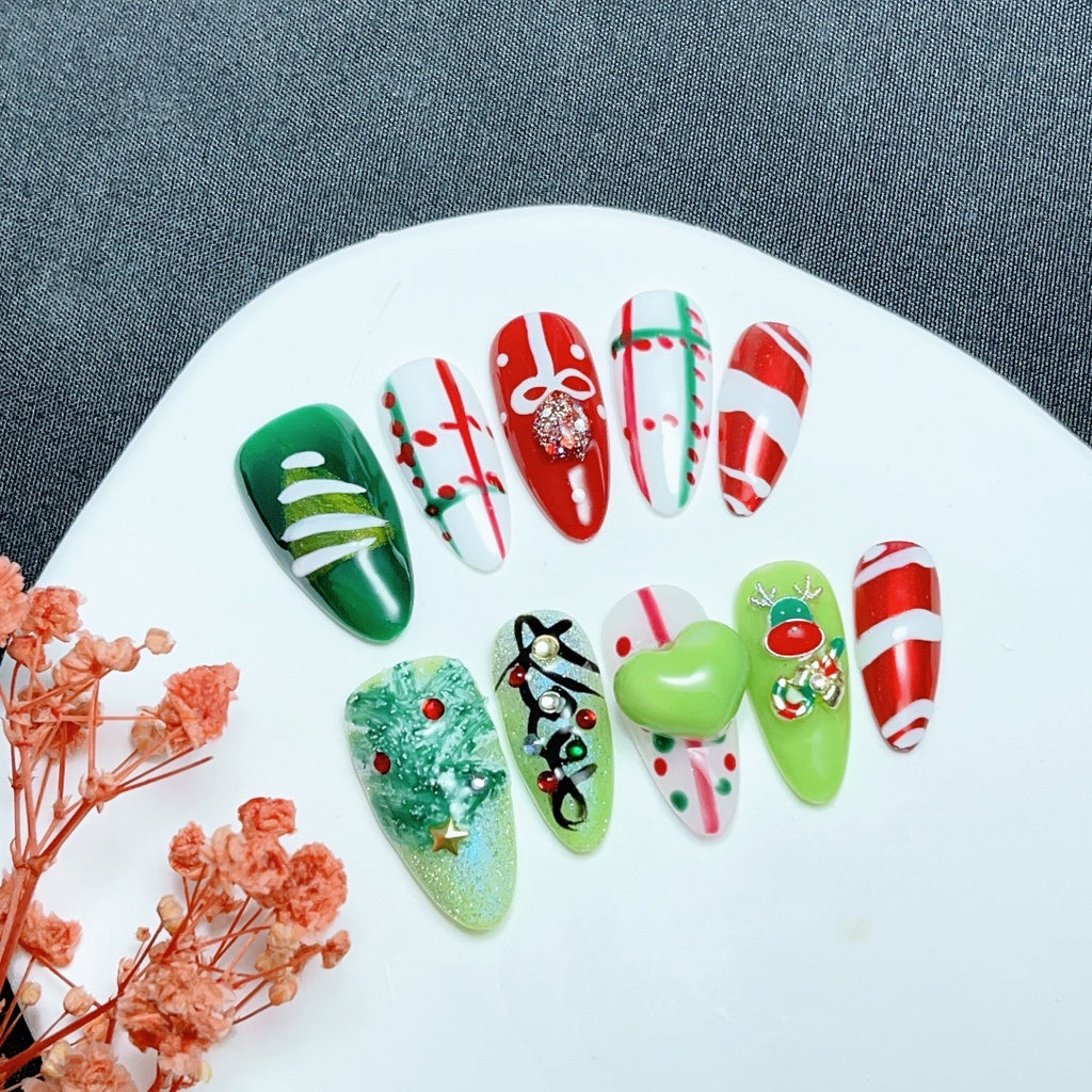 Handmade custom nail art wears nail flashes and high-quality fake nails(AX006)