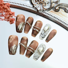 Load image into Gallery viewer, Handmade custom nail art wears nail flashes and high-quality fake nails(241201)