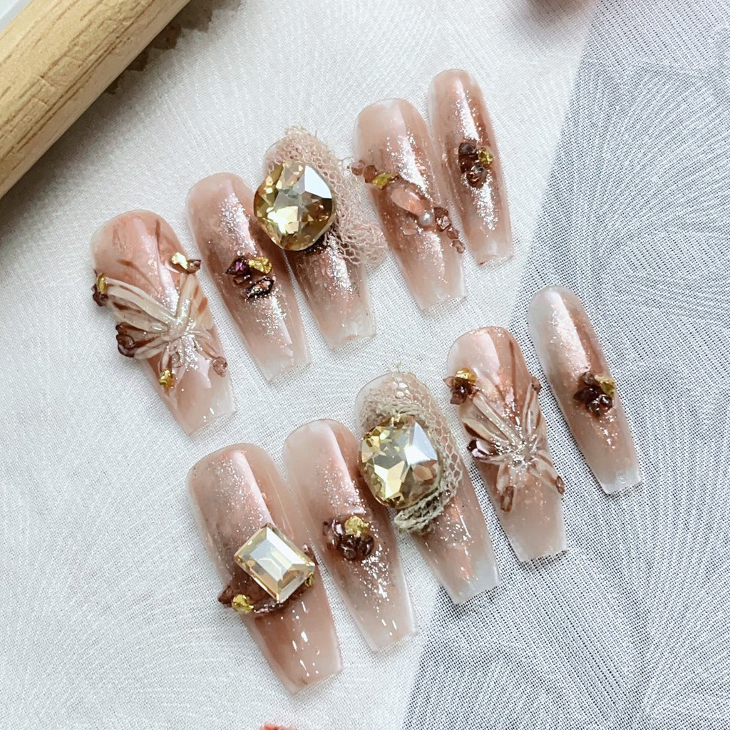 Handmade custom nail art wears nail flashes and high-quality fake nails(29527)