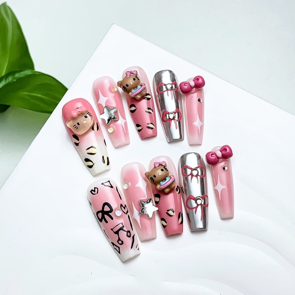 Handmade custom nail art wears nail flashes and high-quality fake nails(3285)