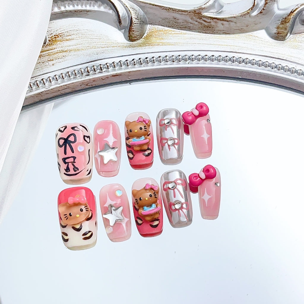 Handmade custom nail art wears nail flashes and high-quality fake nails(3284)